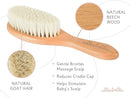 4 Piece Wooden Baby Hair Brush and Comb Set for Newborns & Toddlers in Chic Gift Box - Ultra Soft Natural Goat Hair and Wood Baby Brush Set Prevents Cradle Cap - Perfect Registry Gift (Blue) by TinyTreasures Baby Boutique