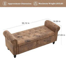 Furniliving 55” End of Bed Bench, Bedroom Bench with Button-Tufted, Large Upholstered Storage Ottoman Entryway Bench with Storage Shoe Cabinet Bench, for Bedroom, PU, Coffee by CozyNest Decor