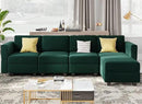 Belffin Modular Sectional Sofa Couch with Reversible Chaise - Velvet L Shaped Couch with Storage, 4-seat Convertible Green.… by CozyNest Decor