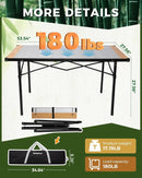 KingCamp Aluminum Folding Lightweight Roll Portable Stable Table for Camping Picnic Barbecue Backyard Party, Indoor & Outdoor, Oversize, Silver Black (Extended Pro,