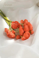 Floroom Ranunculus Artificial Flowers 18 Pcs Burnt Orange Faux Silk Mini Ranunculus Bulk Fake Wedding Filler Flowers for DIY Bouquets, Centerpieces, Bridal Shower Decorations & Arrangements by CozyNest Decor