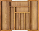 VaeFae Teak Drawer Organizer, Large Silverware Organizer, Expandable Utensil Organizer for Kitchen Drawer, Wooden Cutlery Tray Drawer Dividers Organizer by CozyNest Decor
