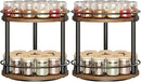 Spice Rack, Set of 2 Lazy Susan Organizer, 2-Tier Turntable Organizer, Rotating Spice Rack Organizer For Cabinet, Compact and Versatile, for Kitchen Countertop, Rustic Brown SR22L2BR by CozyNest Decor