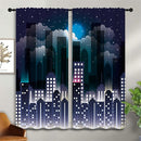 Superhero Rod Pocket Blackout Curtains for Boy Girl Bedroom, Violet Night Sky Buildings Cityscape Thermal Insulated Home Window Drapes for Living Room Darkening, 42x45 inch by TinyTreasures Baby Boutique