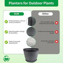 Quarut 4 Pack 15 Inch Large Planter Pot for Plants Outdoor Indoor, Plastic Flower Pots with Drainage Hole & Saucer, Modern Decorative Medium Large Plant Garden Pot, Plant Container for House (Gray) by GreenHaven Gardens