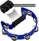 EastRock Tambourine Metal Jingles Hand Held Percussion Half Moon Tambourine for Kids, Adults, KTV, Party BLUE by TinyTreasures Baby Boutique