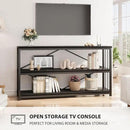 LVB Black Console Table, Modern Entryway Table for Hallway Living Room, Industrial Sofa Table Behind Couch, Farmhouse Wooden Metal Entry Table for Foyer with 3-Tier Storage Shelves, Black Oak, 55 Inch by CozyNest Decor