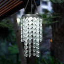 Hanging Solar Crystal Chandelier Outdoor, 21” Modern Solar Transparent Acrylic Beaded Lantern with Cool White LED S Hooks for Garden Yard Patio Gazebo Outside Decor by GreenHaven Gardens