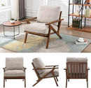 HNY Set of 2 Mid Century Accent Chair, Faux Leather Upholstered Armchair with Wood Frame and Canvas Cushions, Leisure Reading Chair Slipper Chair for Living Room, Bedroom, Beige by CozyNest Decor