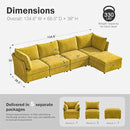 134.6" Luxury Modular Sectional Convertible Sofa with Storage Ottoman, L-Shape 5-Seat Oversized Comfy Couch Deep Seat with Reversible Chaise - Chenille Yellow by CozyNest Decor