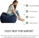 HIGOGOGO Square Stuffed Pouf Ottoman, Corduroy Poufs with Foam Chunk Filling, Furry and Fluffy Pouf Foot Stool Storage Ottoman, 21 X 21 Floor Poufs Foot Rest for Living Room, Navy by CozyNest Decor