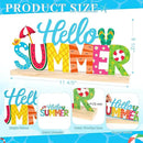 COCHIE Metal Hello Summer Sign, Summer Decorations for Home, Office, Shelf, Mantel, Indoor, Beach Slippers Tabletop Centerpiece Decoration, Watermelon Red Decor (Beach) by CozyNest Decor