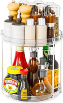 2 Tier Lazy Susan Turntable for Cabinet,Countertop,Pantry,9.5"W Spinning Seasoning Organizer,Double Rotating Kitchen Spice Rack Organizer and Condiments,Medicine,Vitamin Bottle Organizer Carousels,1Pc by CozyNest Decor