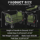 LEVELEVE Heavy Duty Folding Wagon - 2-in-1 Collapsible Cart, 650lb Capacity, All-Terrain Wheels w/Brakes & Side Pockets (Army Green) by GreenHaven Gardens