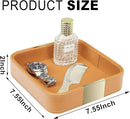 SANZIE Luxury Leather Desktop Storage Small Catchall Organizer Decorative Tray for Entryway Table to Hold Jewelry Watch Cosmetics Keys Phone Wallet, Home & Office Accessories (Metal Glided, Orange) by CozyNest Decor