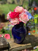 Floral Supply Online - 8" Rose Vase and Flower Guide Booklet - Decorative Glass Flower Vase for Floral Arrangements, Weddings, Home Decor or Office. (Cobalt) by CozyNest Decor