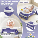 Collapsible Baby Bathtub,Baby Bath Tub with Thermometer & Soft Cushion,Baby Bathtub for Newborn to Toddler 0-36 Months,Portable Travel Baby Tub with No-Slip Feet,Baby Shower Gifts,Lavender by TinyTreasures Baby Boutique