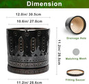 Ceramic Pots for Plants - 12 Inch Large Planter with Drainage Hole and Saucer, Ceramic Flower Pots for Indoor Outdoor, Boho Round Planter, Patio Decor, Gifts for Plant Lover, Black
