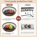 2 Tier Fruit Basket for Kitchen Counter with 2 Banana Hangers, Metal Stackable Fruit Bowl for Kitchen Counter for Bread Vegetable Fruits, Brown by CozyNest Decor