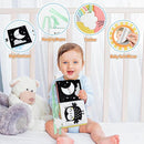 OKOOKO Black and White Baby Book, High Contrast Toy, 0-6 Months Baby Soft Book Tummy Time Montessori Sensory Toy for Stroller Early Education for 0-6 6-12 Months Newborn Infant by TinyTreasures Baby Boutique
