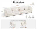 Oversized Modular Sofa, Extra Deep Cloud Corduroy Sectional Couch with Ottoman Chaise, Fluffy Chenille 4 Seater Sofa for Living Room, Villa (Basic 4 Seater, Corduroy White) by CozyNest Decor