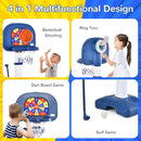 Costzon Kids Basketball Hoop, 4-in-1 Toddler Sports Activity Center with 5 Adjustable Height, Basketball Golf Toss Ring Dart Board Game Set, Indoor Outdoor Toddler Basketball Hoop, Gift for Boys Girls by TinyTreasures Baby Boutique