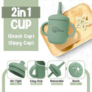 O'doe 17-Piece BPA-Free Silicone Baby Feeding Set | Thick & Soft Suction Plates, Baby Bowls, Wooden Fork & Spoon, and More | Make Mealtime Fun and Easy for Your Little One (Green, V2) by TinyTreasures Baby Boutique