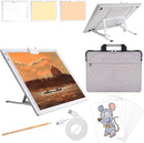 Elice Rechargeable A3 Light Pad with Carry Bag, Top Clip, Foldable Stand, 3 Colors/6 Levels/Stepless Brightness Wireless tracing Light Box/Board for Diamond Painting, Cricut Weeding Vinyl (White) by TinyTreasures Baby Boutique