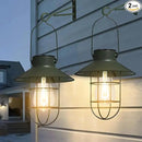 pearlstar Solar Lanterns Outdoor Metal Solar Powered Hanging Lights Waterproof for Wall Barn Yard Garden Patio Garage Balcony Porch Fence Decor, Warm White Edison Bulb (Green-2pack) by GreenHaven Gardens