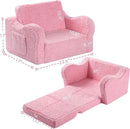 Kids Chairs for Toddler, 2-in-1 Toddler Soft Sherpa Couch Fold Out, Convertible Sofa to Lounger for Girls and Boys, Pink by CozyNest Decor