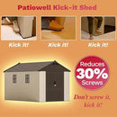 Patiowell 8 x 12 FT Plastic Outdoor Storage Shed with Floor, Resin Shed with Window and Lockable Door for Garden, Backyard, Tool Storage Use, Easy to Install in Beige (Kick-it Shed) by GreenHaven Gardens