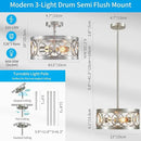 XINGQI Nickel Ceiling Light Adjustable Height Pendant Lighting Fixture 3-Light Metal Lamp 13" Rustic Round Lights for Dining Room Kitchen Bedroom Foyer Hallway by CozyNest Decor