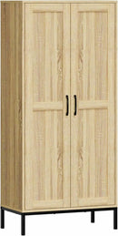 Tall Storage Cabinet, Kitchen Pantry Cabinet with 2 Doors & Adjustable Shelves for Laundry Room, Living Room, Entryway,Bathroom,Natural by CozyNest Decor