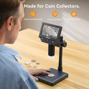Elikliv EDM4C Coin Microscope with Scale：4.3" Digital Microscope with Adjustable LED, Error Coin Magnifier with Screen & Weighing Scope for Collectors, Jewelers, Students, Windows/Mac Compatible by TinyTreasures Baby Boutique