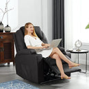 Power Recliner Chair with Heat and Massage, PU Leather Home Theater Seating with LED Lights/Cup Holders/Side Pocket/USB Port, Reclining Sofa Chair for Living Room (1, Black) by CozyNest Decor