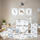 Custom Crib Bedding Set - 5 Pcs Customized Baby Crib Set with Name - Soft Double Layer Marine Animals Nursery Baby Bedding Set for Girls Boys - Personalized for Infant Toddler by TinyTreasures Baby Boutique