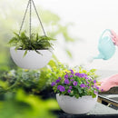 13 inch Large Hanging Planters Plant Pots for Outdoor Indoor Plants with Drainage Holes and Chain, 2 Pack Round Hanging Flower Pots for Garden Home Porch Decor, White by CozyNest Decor