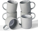 famiware Coffee Mug Set for 6, Star 12 oz Catering Mugs Cup Set with Handle for Coffee, Tea, Cocoa, Milk - Ceramic Stoneware Drinkware Set, Matte Grey by CozyNest Decor