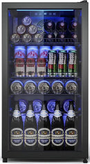 Beverage Fridge, 130 Can Mini Fridge With Glass Door, Beverage Cooler Refrigerator, Wine Drink Beer Cooler, Adjustable Shelves & Digital Temperature Display by CozyNest Decor