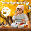 Silicone Baby Feeding Set 21 Pcs, Baby Led Weaning Supplies, Baby Feeding Supplies Set BPA Free, Essentials for Newborn Gift Walnut Color, Beige, Smoky Gray by TinyTreasures Baby Boutique
