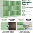 Tangkula 8-Cube Bookcase, Wood 3 Tier Open Storage Bookshelf, Modern Multipurpose Display Cabinet for Living Room, Study, Reading Nook, 48 x 12.5 x 36.5 Inch (Green) by CozyNest Decor