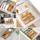 Silverware Tray for Drawer, Stackable Kitchen Bamboo Drawer Organizer 9" x 3" x 2" Set of 2 by CozyNest Decor