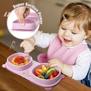 Silicone Foldable Novelty Dinner Plates,Suction Plates for Baby Travel Essential with Forks and Spoons,Microwave & Dishwasher Safe,Purple by TinyTreasures Baby Boutique