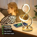 Modern Spiral Table Lamp, 7 Colors 10 Light Modes LED Nightstand Small Lamp with USB C+A Ports, Touch Dimmable Lamps for Living Room Bedroom Bedside, Unique & Cool Lamps,Gold by CozyNest Decor