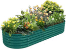 1 Pack 8x3x1.5FT Galvanized Raised Garden Bed Kit Oval Metal Ground Planter Box Outdoor Bottomless Planter Raised Beds for Vegetables Flowers Herbs Fruits, Green by CozyNest Decor