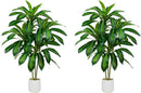 Artificial Dracaena Tree Artificial Silk Tree Faux Tree with White Tall Planter Fake Tropical Yucca Floor Plant (2, White Planter, 4 FT) by CozyNest Decor
