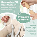 BABY JOY High Chair, 6 in 1 Convertible Wooden Highchair for Babies & Toddlers with Adjustable Legs, Double Removable Tray, Safety Harness & Waterproof PU Cushion (Beige) by TinyTreasures Baby Boutique