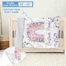 Personalized Baby Bedding Set, 5 Pcs Custom Baby Crib Set with Name, Soft Flannel Rainbow Crib Bedding Set for Girls, Double Layer Nursery Bedding Set, Infant Toddler Bedding Set Parents Gift by TinyTreasures Baby Boutique