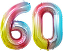 GOER Number 60 Balloons for 60th Birthday Party Decorations,42 Inch Jumbo Foil Helium Balloons for 60th Anniversary (Rainbow) by TinyTreasures Baby Boutique