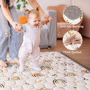 Boho Rainbow Baby Play Mat 71" X 59" Playpen Mat Thicken One-Piece Crawling Mat Non-Slip Cushioned Baby Floor Mat Letter Playmats for Babies Toddlers Infants Tummy Time Activity (71X59,Beige) by TinyTreasures Baby Boutique